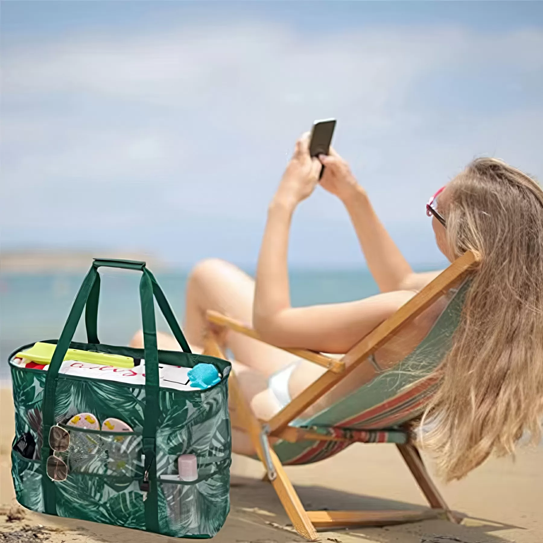 Sandproof Mesh Beach Tote Bag - Image 5