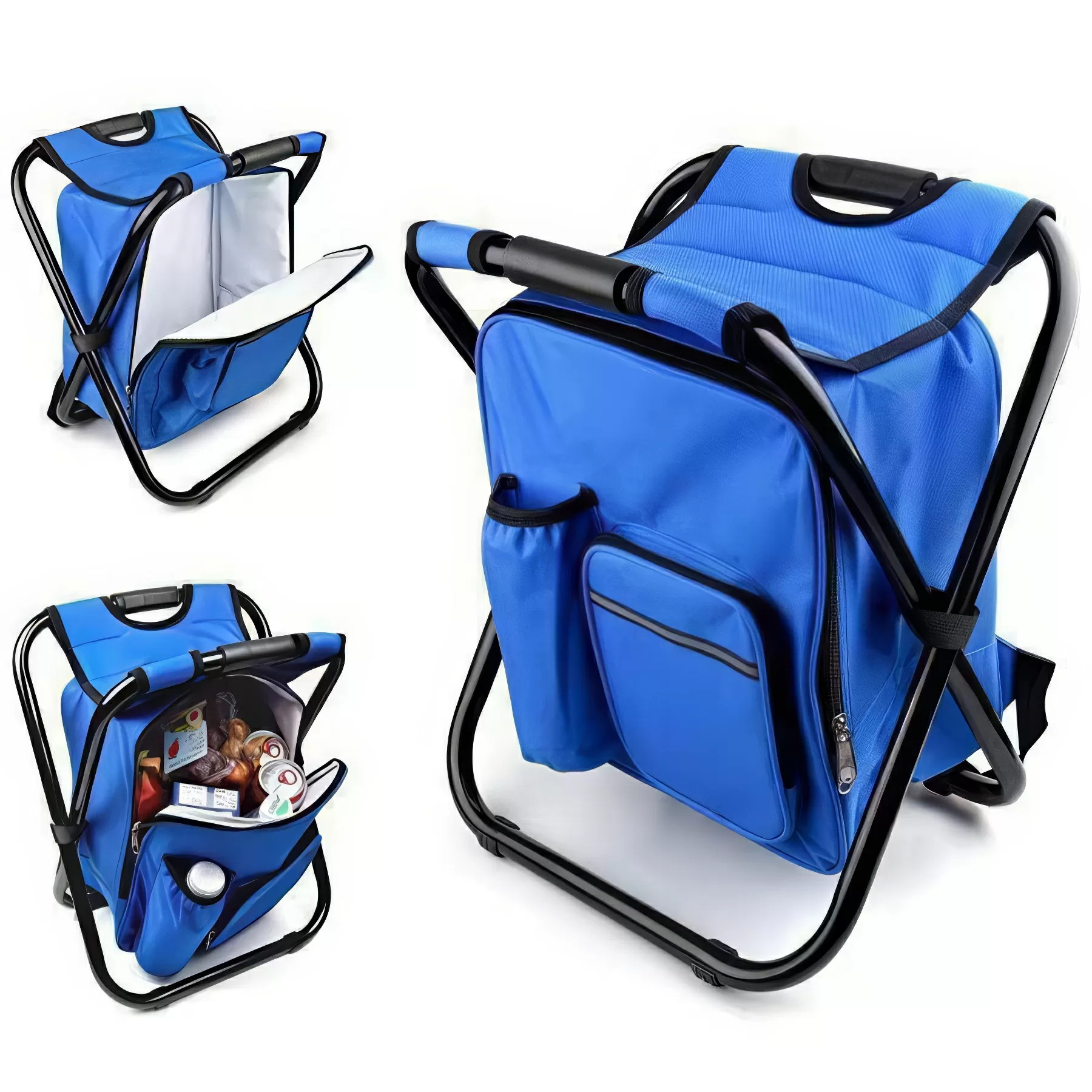 Folding Stool Backpack Insulated Cooler Bag - Image 2