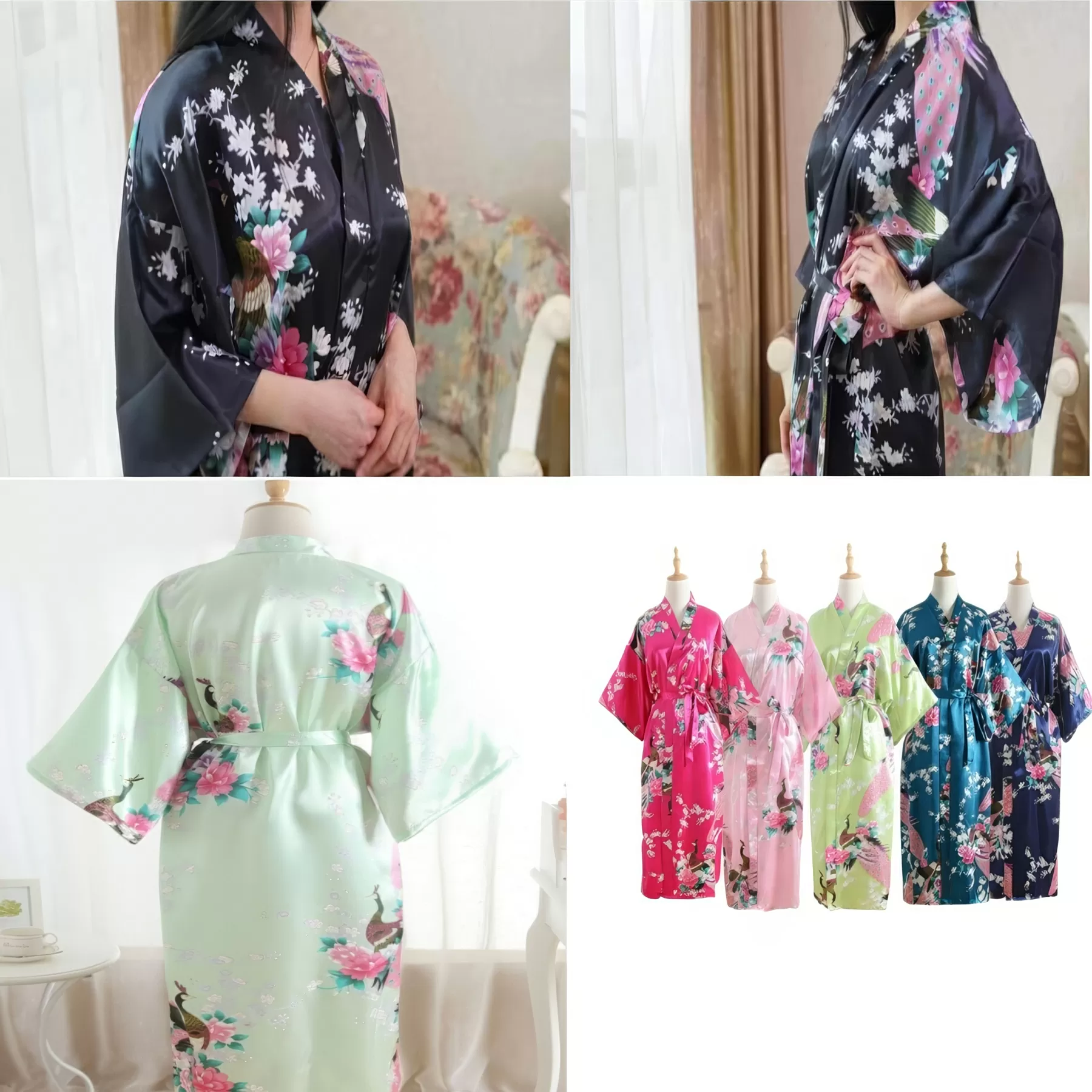 Summer Imitation Silk Bathrobe - Image 4