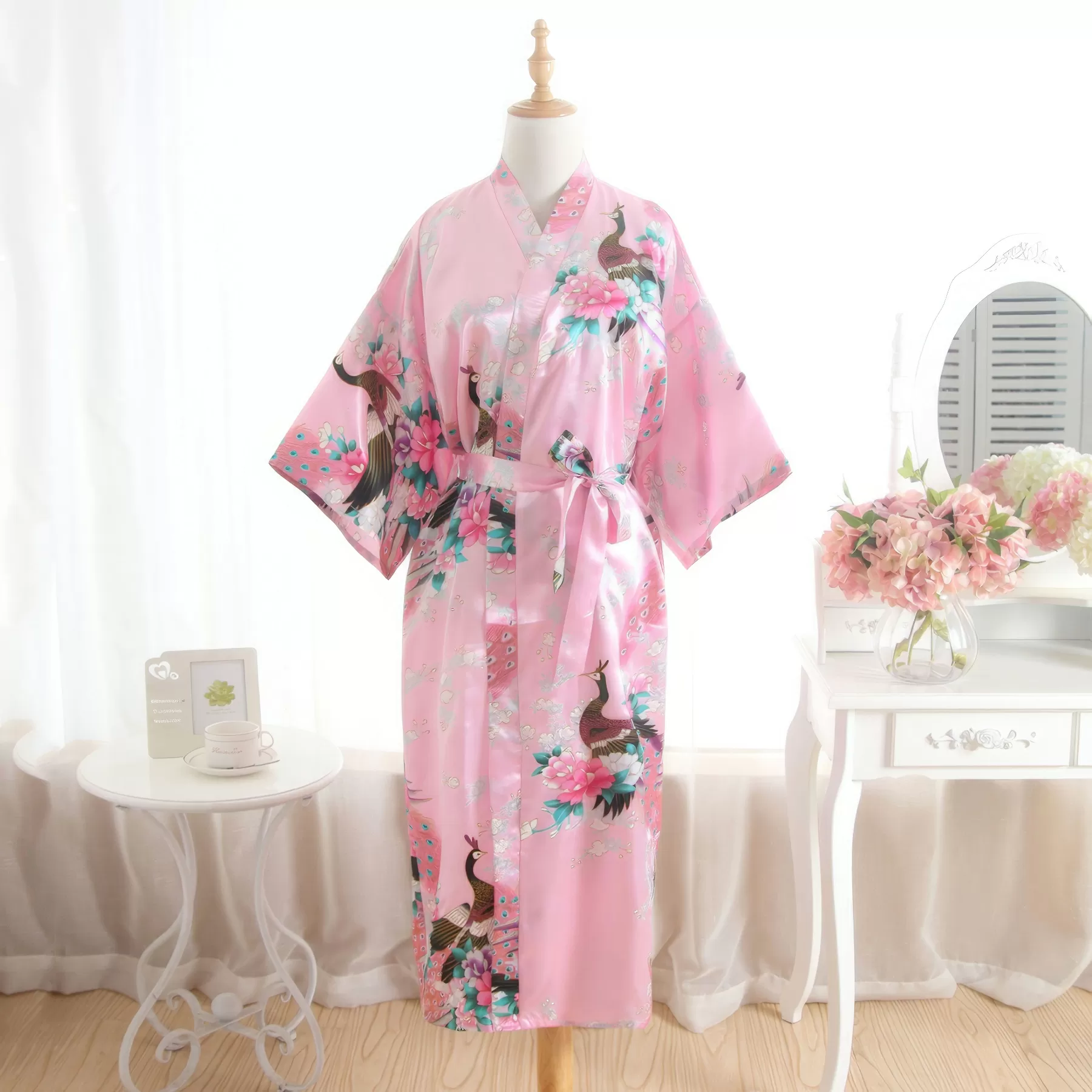Summer Imitation Silk Bathrobe - Image 5