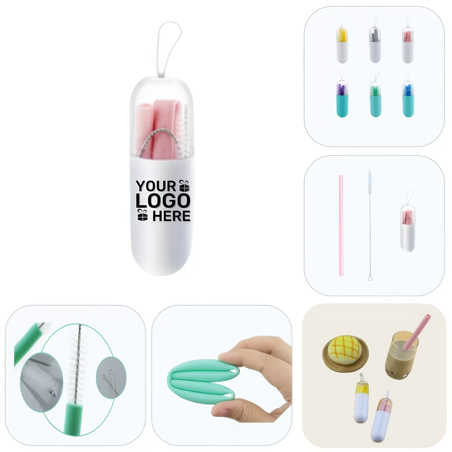 Collapsible Silicone Straw Capsule Box