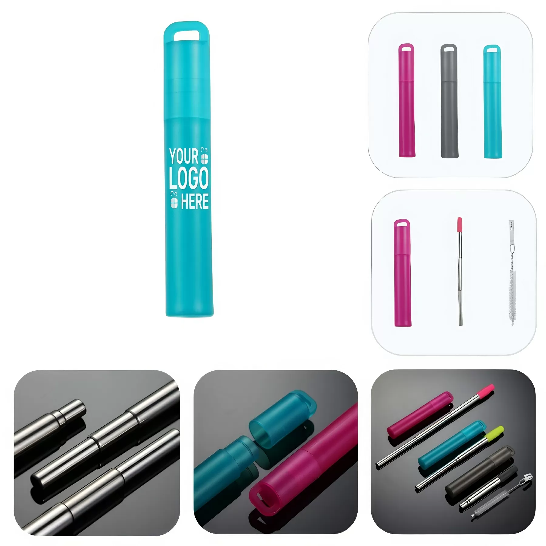 304 Telescopic Straw Silicone Tip Plastic Storage Box