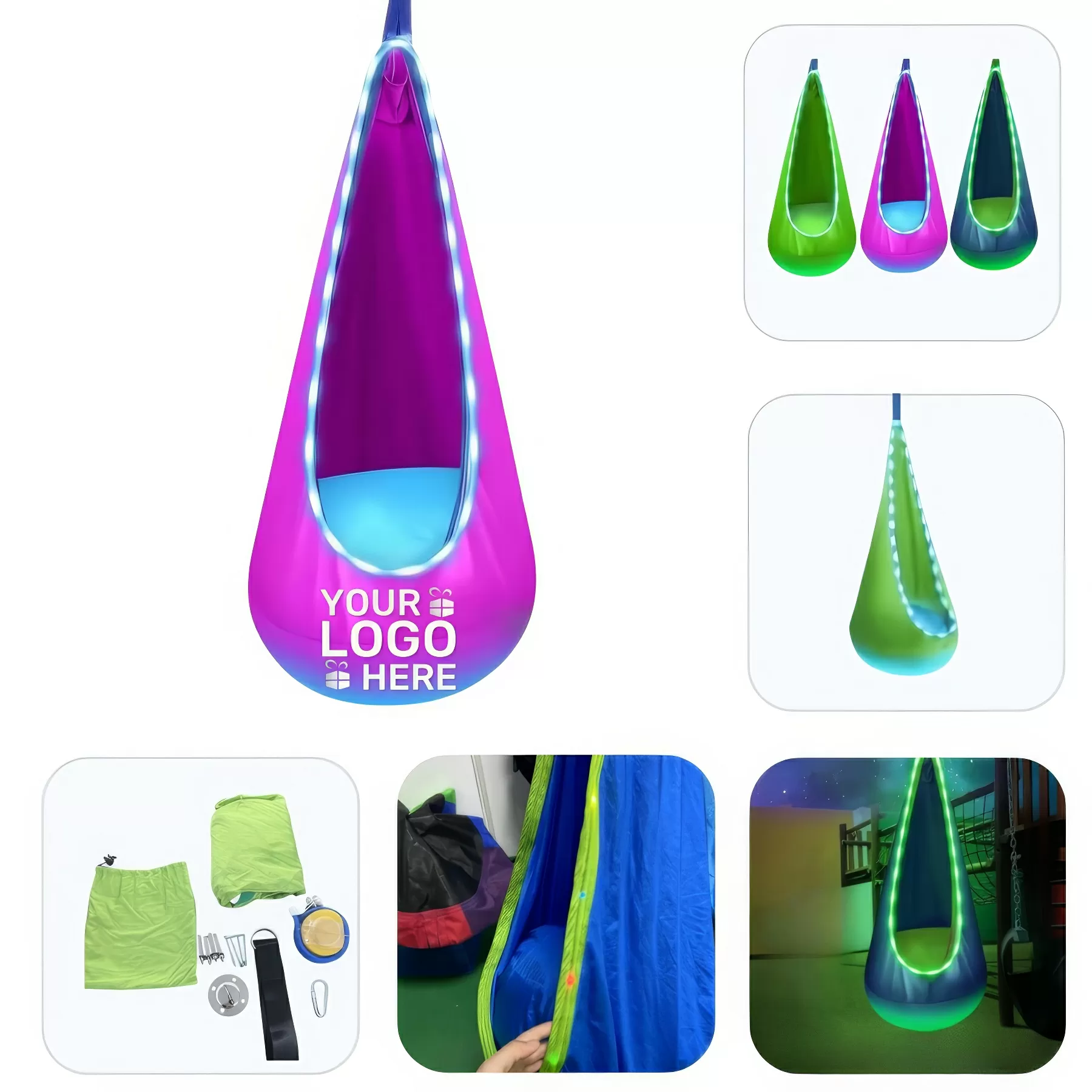 Kids Led Lights Pod Swing Chair