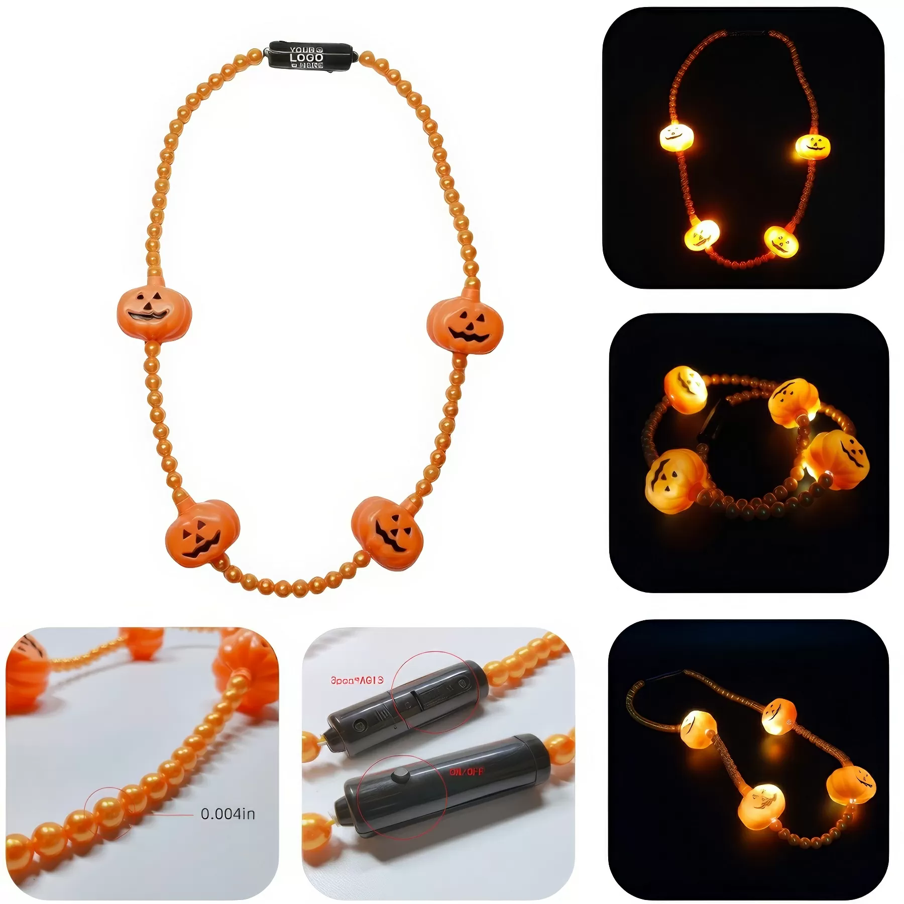 Pumpkin Design Glowing Necklace