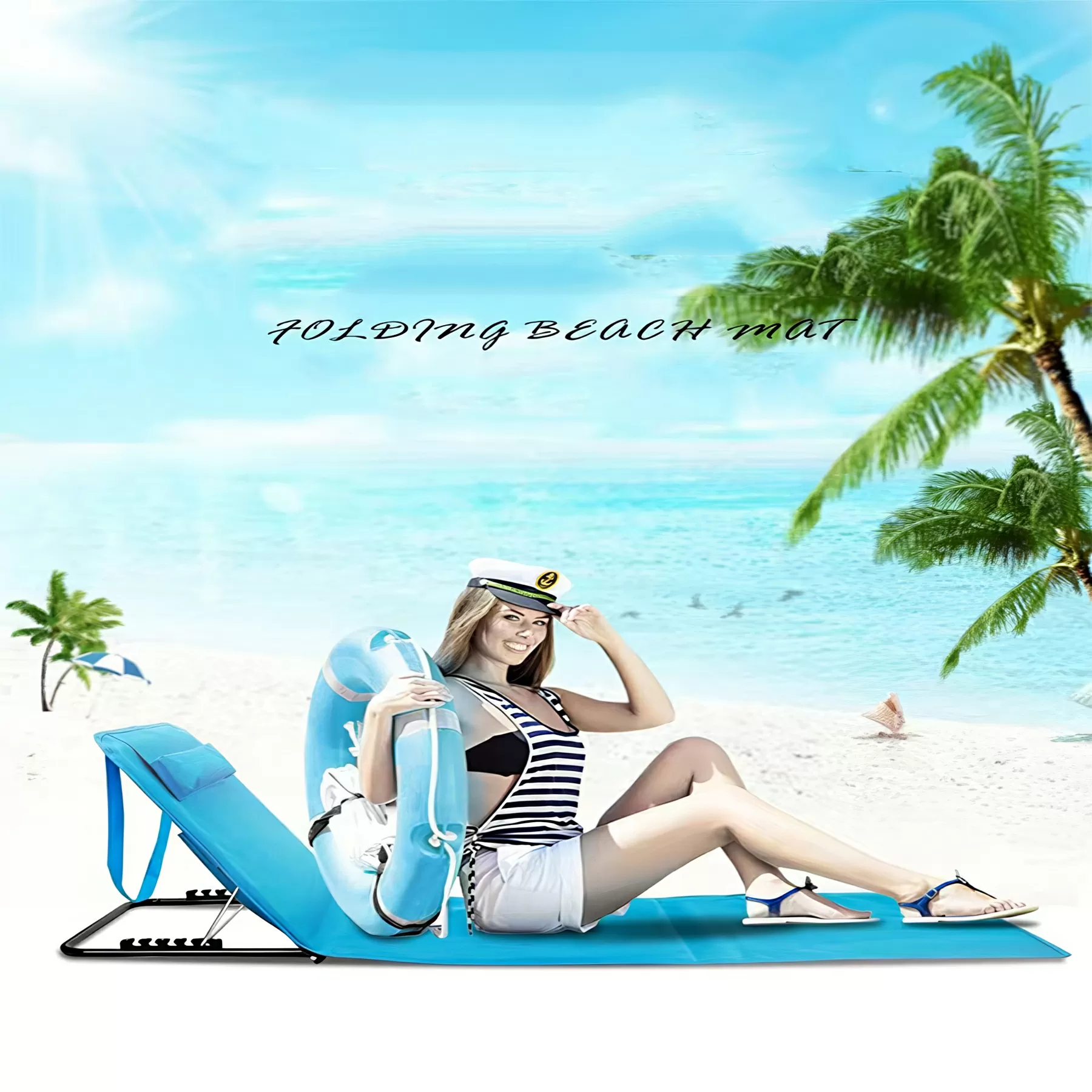 Portable Folding Backpack Beach Lounge Chair - Image 5