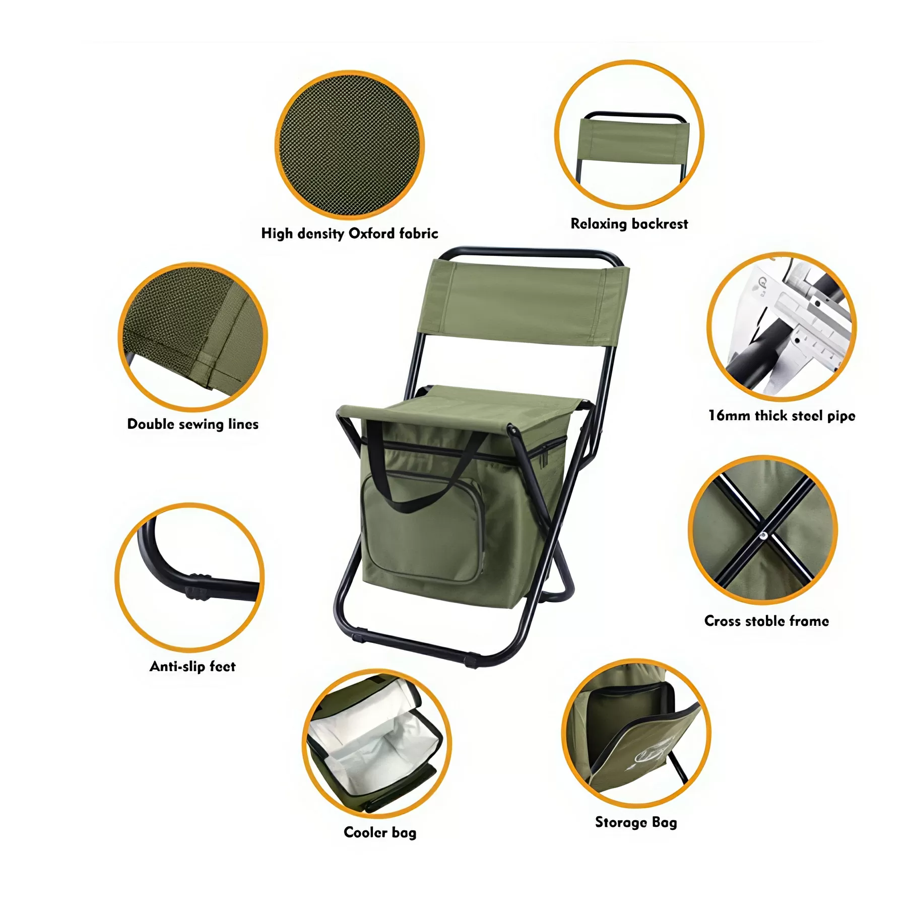 Foldable Camping Chair with Cooler Bag - Image 4