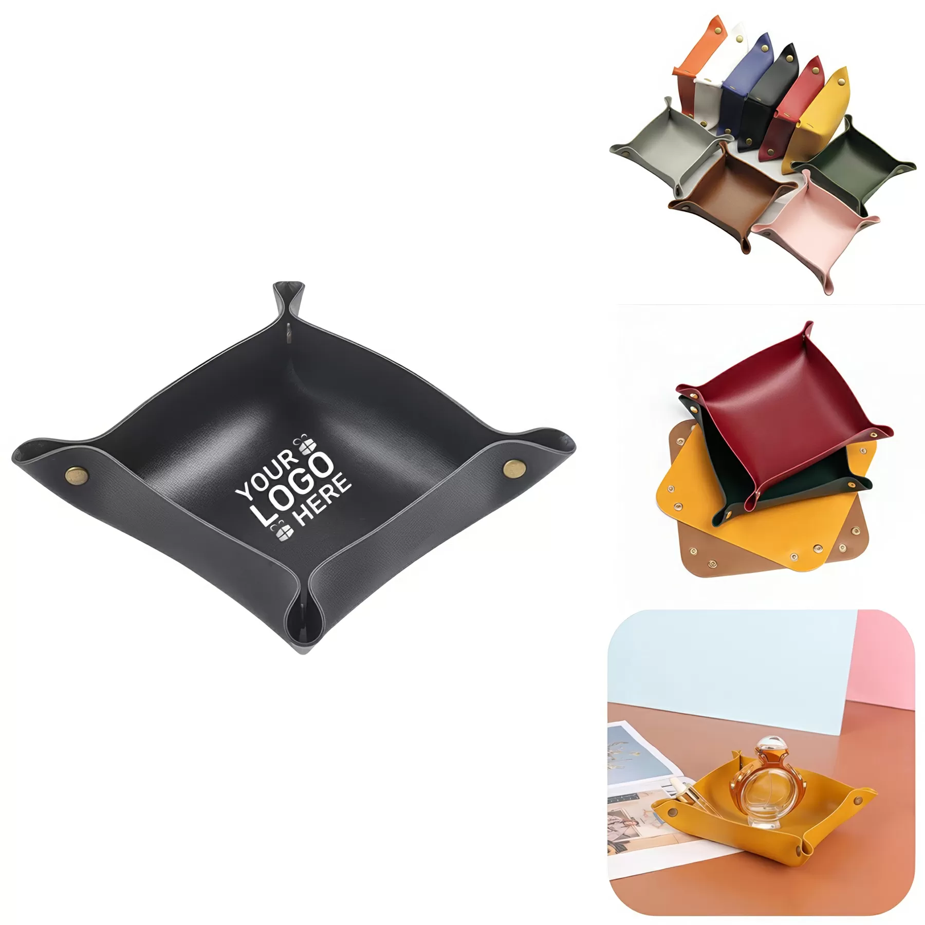 PU Leather Jewelry Valet Tray