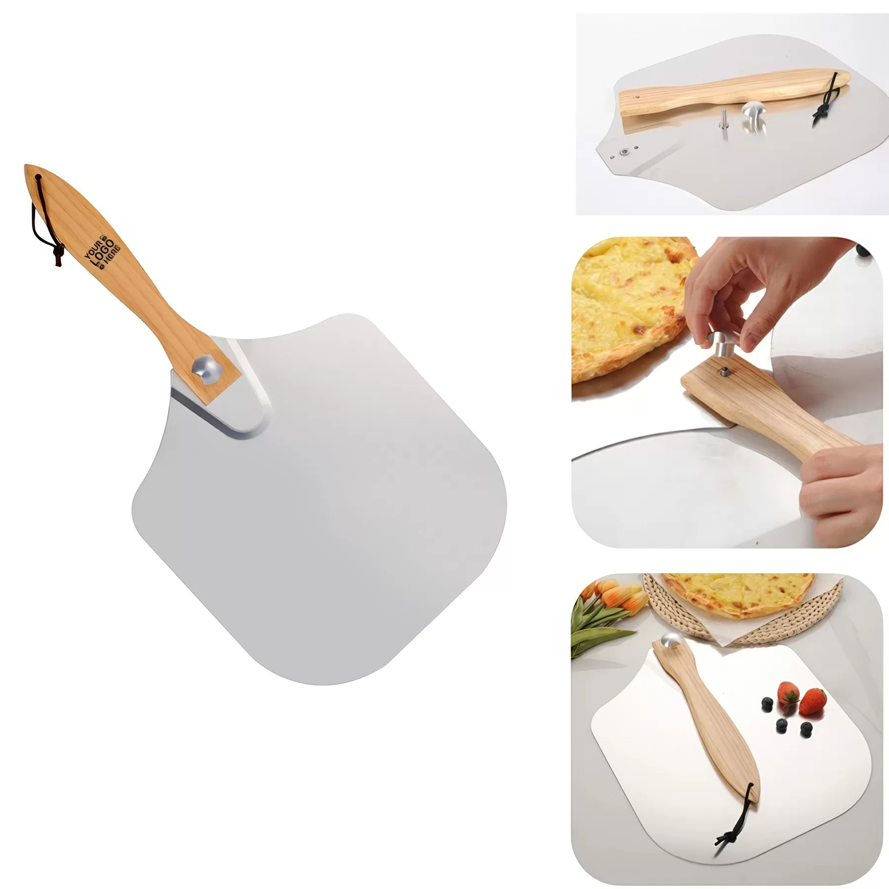 Metal Pizza Peel with Foldable Wood Handle