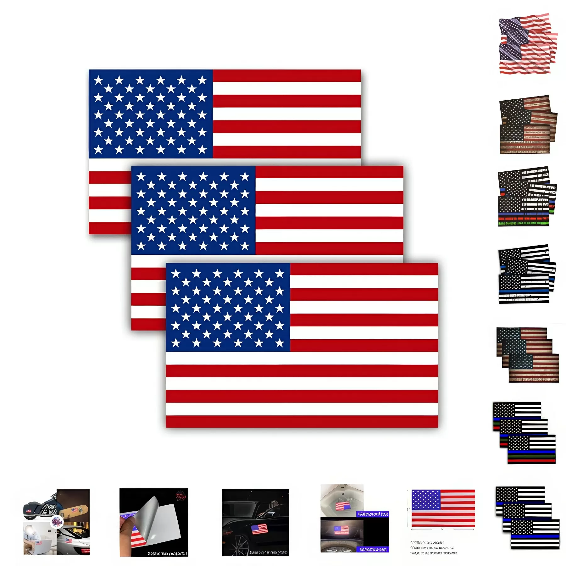 US Flag Reflective Car Sticker