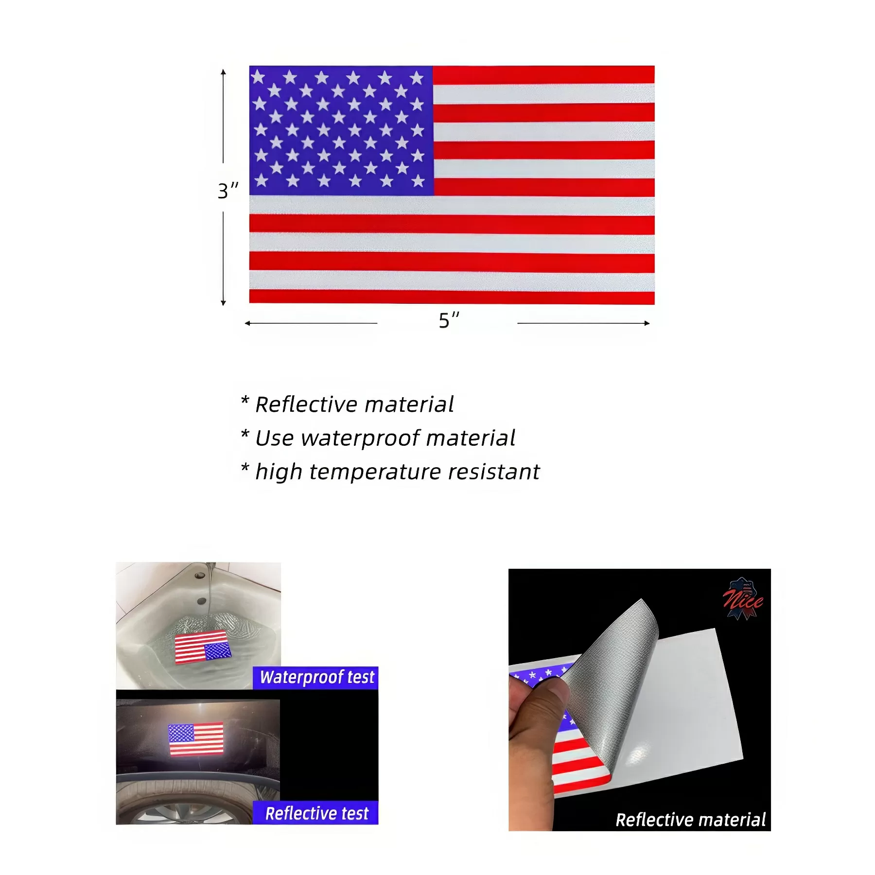 US Flag Reflective Car Sticker - Image 3