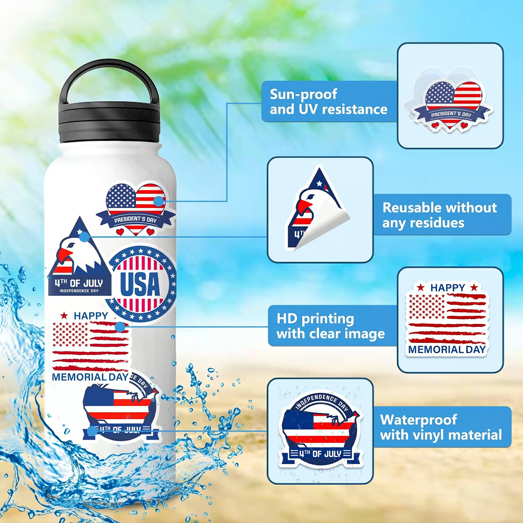 Varied USA Independence Day Stickers - Image 4