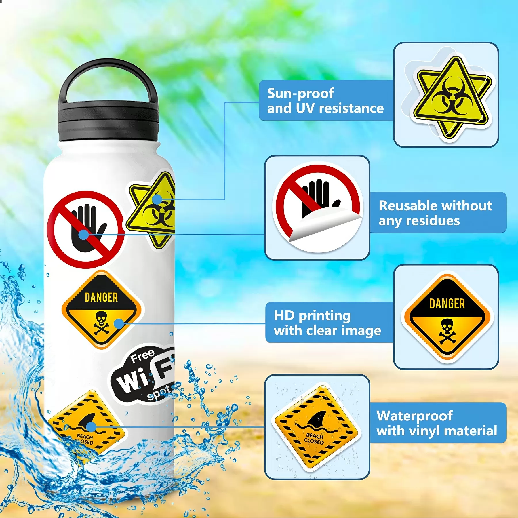 Realistic Warning Sign Waterproof Stickers - Image 4