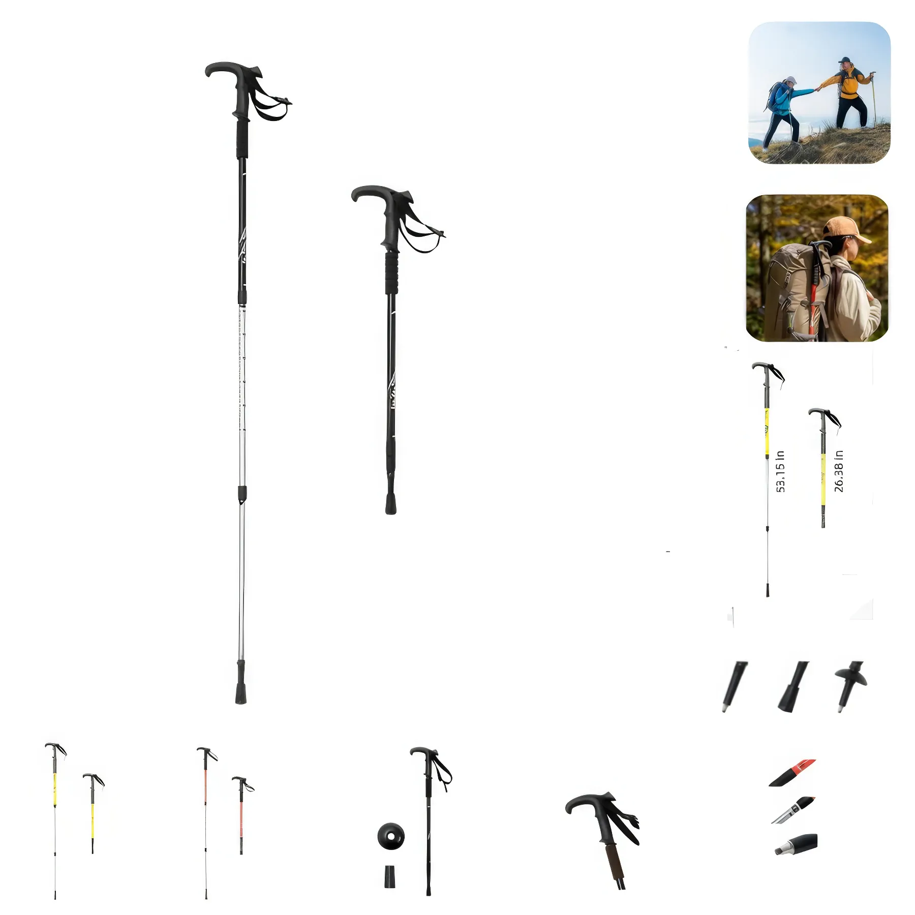 Outdoor Folding T Shape Handle Trekking Pole