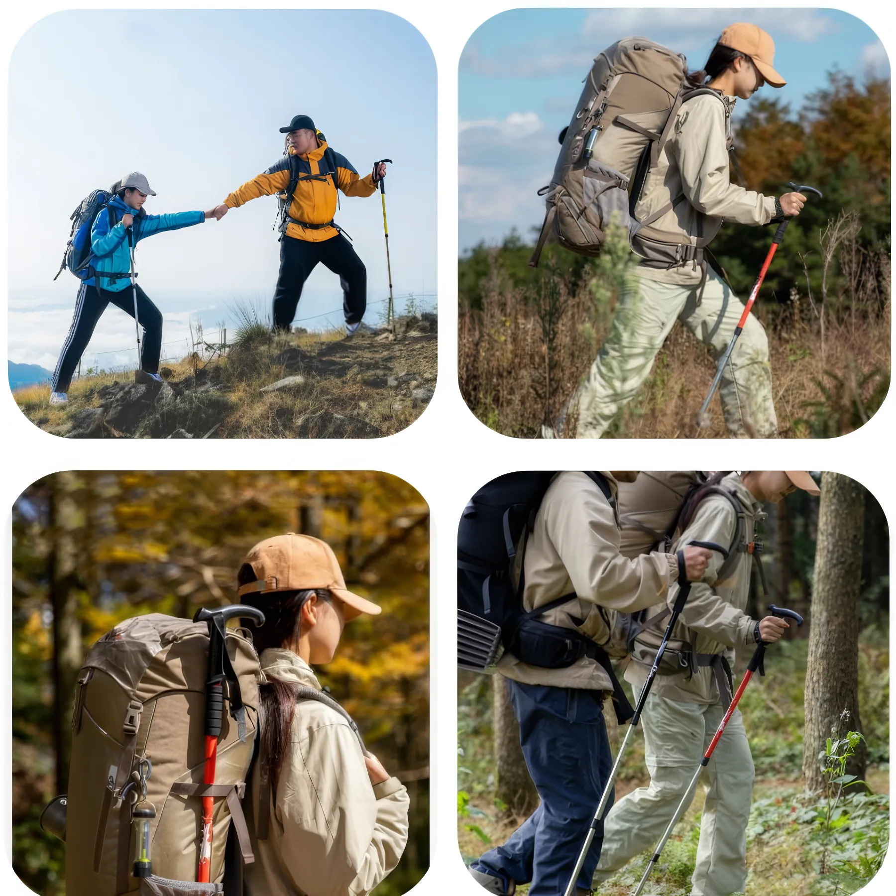 Outdoor Folding T Shape Handle Trekking Pole - Image 5