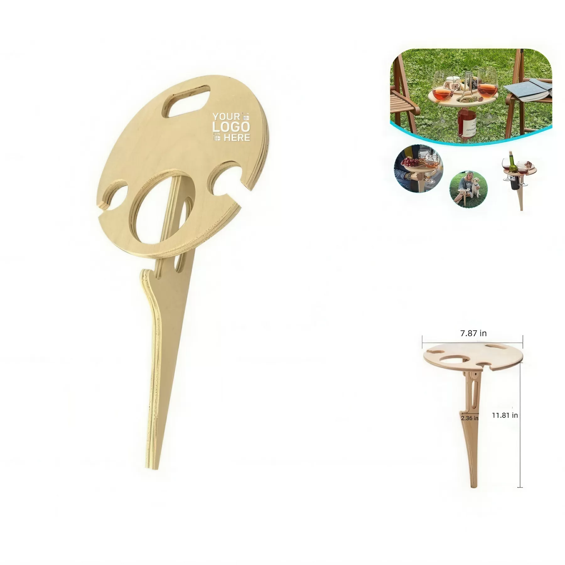 Wooden Camping Wine Holder Table