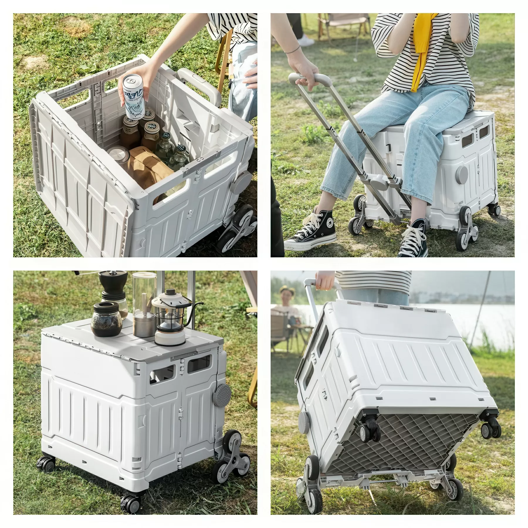 Outdoor Camping Foldable Picnic Rolling Cart - Image 5