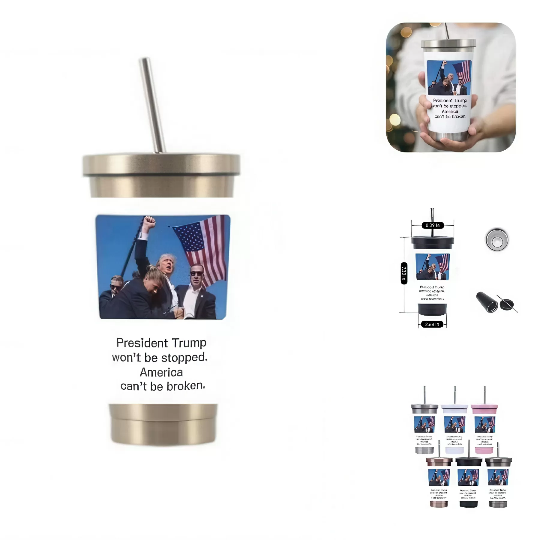 President Trump Printed Stainless Steel Sipper Cup