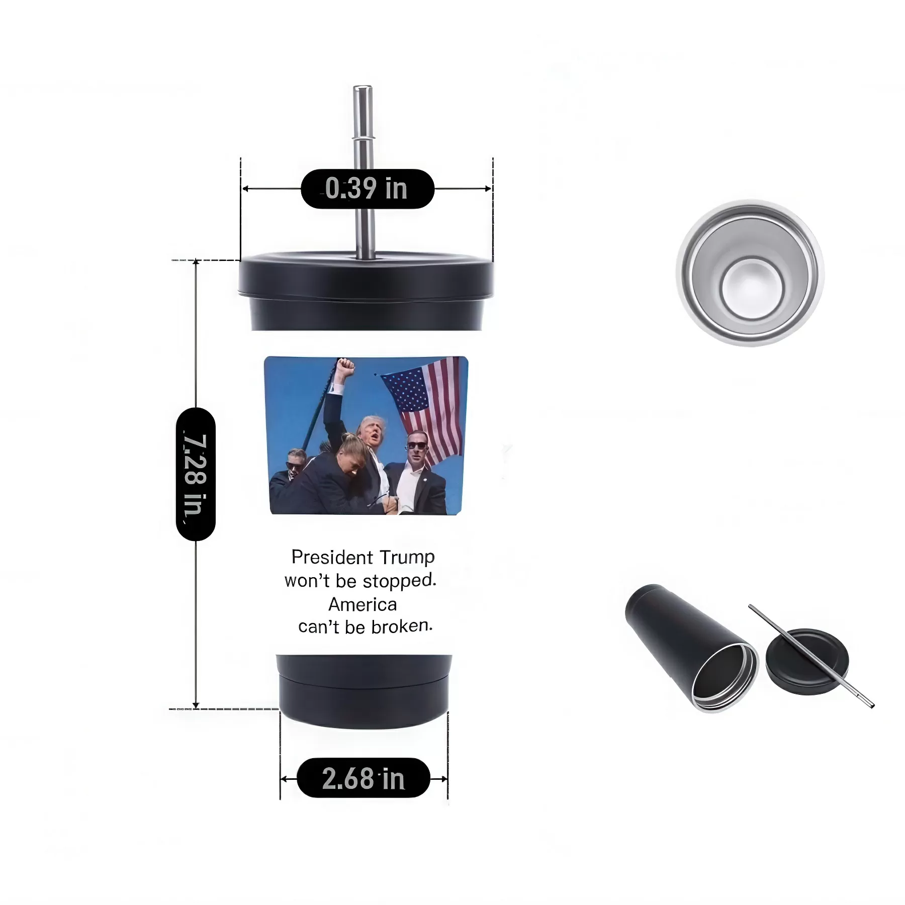 President Trump Printed Stainless Steel Sipper Cup - Image 4