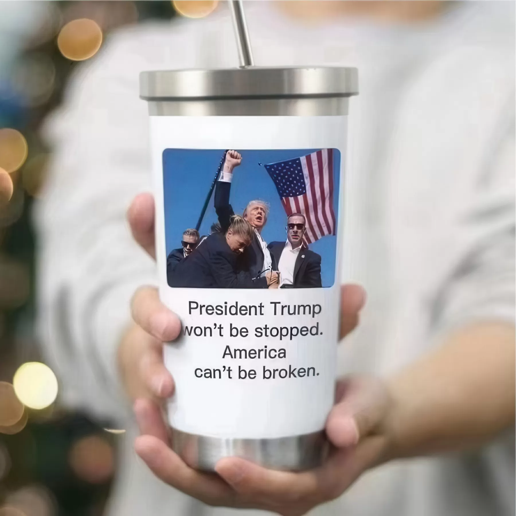 President Trump Printed Stainless Steel Sipper Cup - Image 5