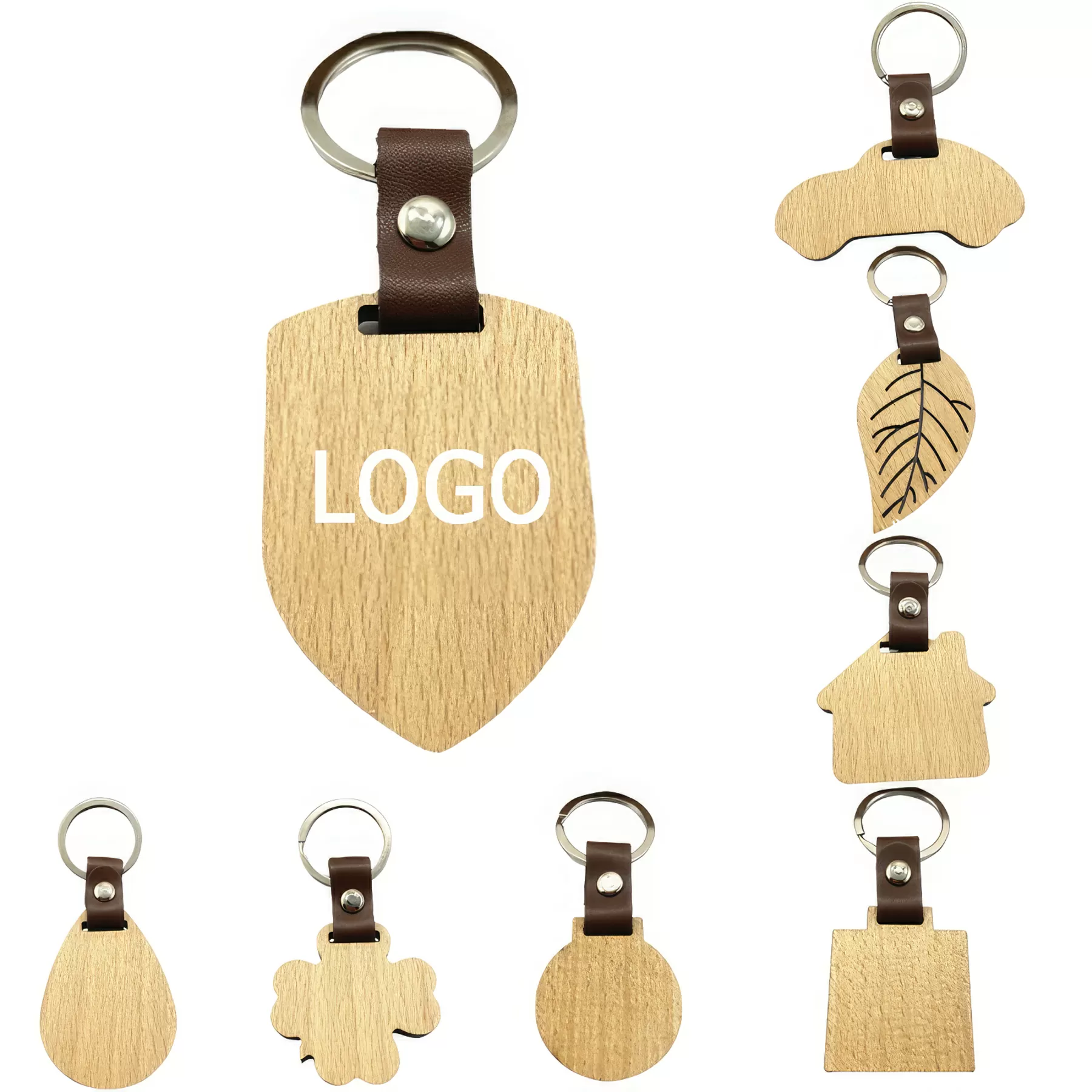 Creative Leather Wood Keychain