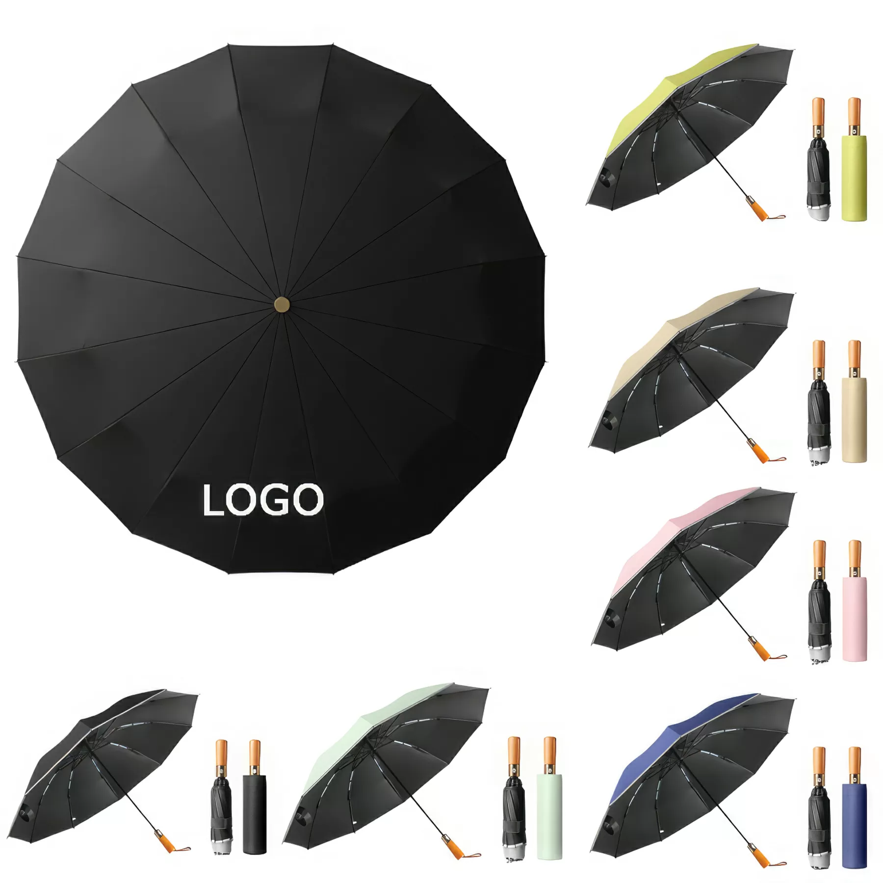 10 Bone Automatic Log Handle Umbrella